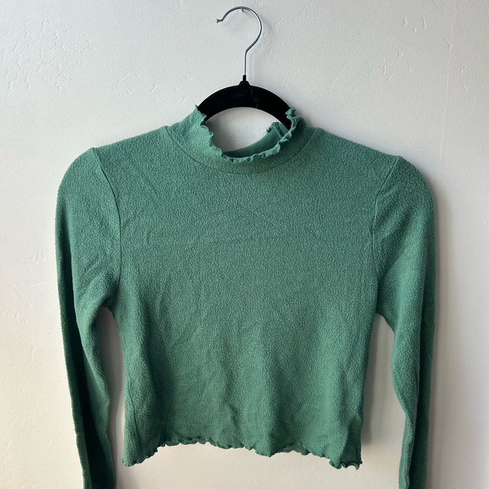 Green Ruffled Women's Top